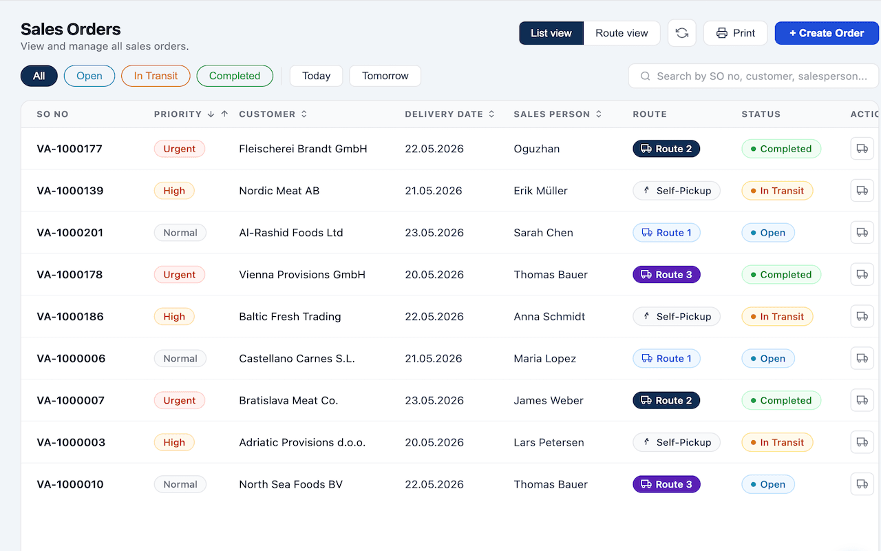 StackOps web back-office — sales orders list